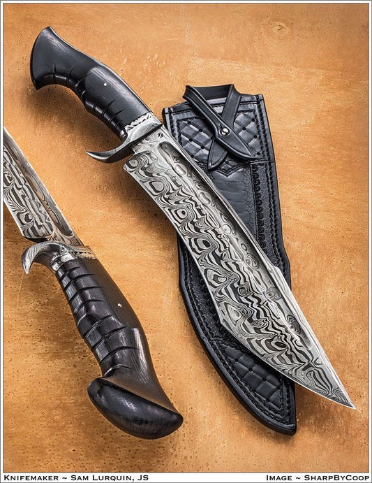 Custom handmade Damascus steel Bowie knife