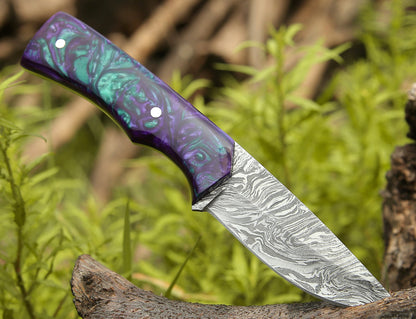 Custom handmade Damascus steel hunting knife