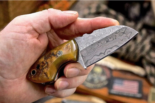 Custom handmade Damascus steel skinning knife