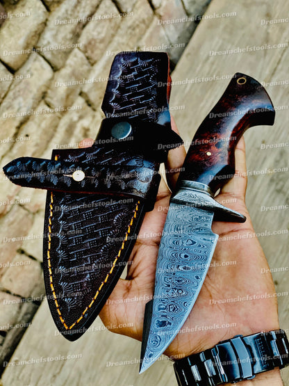 Custom handmade Damascus steel hunting knife