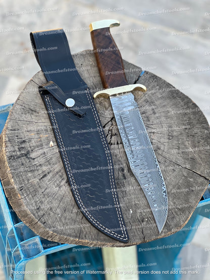 Custom handmade Damascus steel Bowie knife