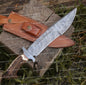 HANDMADE FORGED DAMASCUS Steel Hunting Bowie Rambo Knife Deer Stag Crown Handle