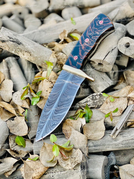 Custom handmade Damascus steel hunting knife