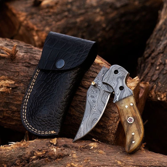 Damascus Steel Folding Knife