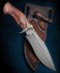 Custom Handmade D2 Steel Bowie Knife with Rosewood Handle, Steel Guard, and Cone Leather Sheath