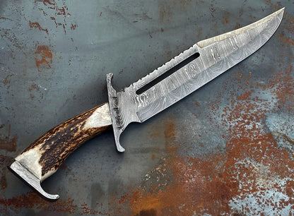 Hunting Knife Hand Forged Damascus Steel Custom Made Bowie Knife