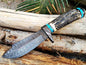 Custom handmade Damascus steel hunting knife