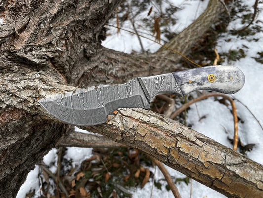 Custom handmade Damascus steel tracker knife