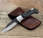 Custom Handmade J2 Steel Hand-Forged Pocket/Folding Knife with Buffalo Horn Handle – 3" Overall Length, Includes Leather Sheath