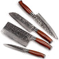 HAMMER FORGED DAMASCUS KITCHEN KNIVES SET