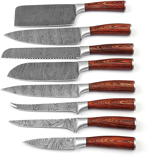 DAMASCUS KITCHEN KNIVES SET