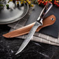 Custom Handmade Damascus Steel Fillet Knife with Exotic Wood Handle, Steel Bolster, and Leather Sheath - 10.5 Inch Flexible Fishing Fillet Knife