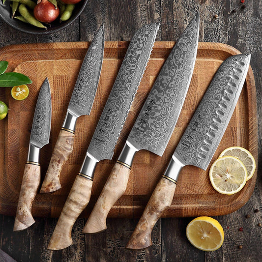 DAMASCUS KITCHEN KNIVES SET