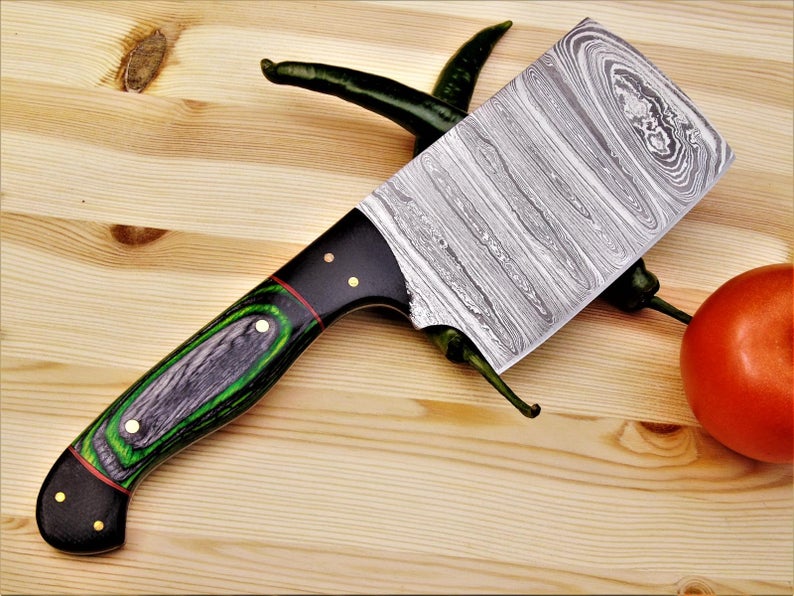 SHORT BLADE DAMASCUS CLEAVER KNIFE