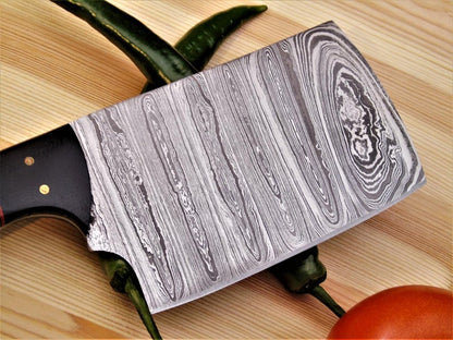 SHORT BLADE DAMASCUS CLEAVER KNIFE