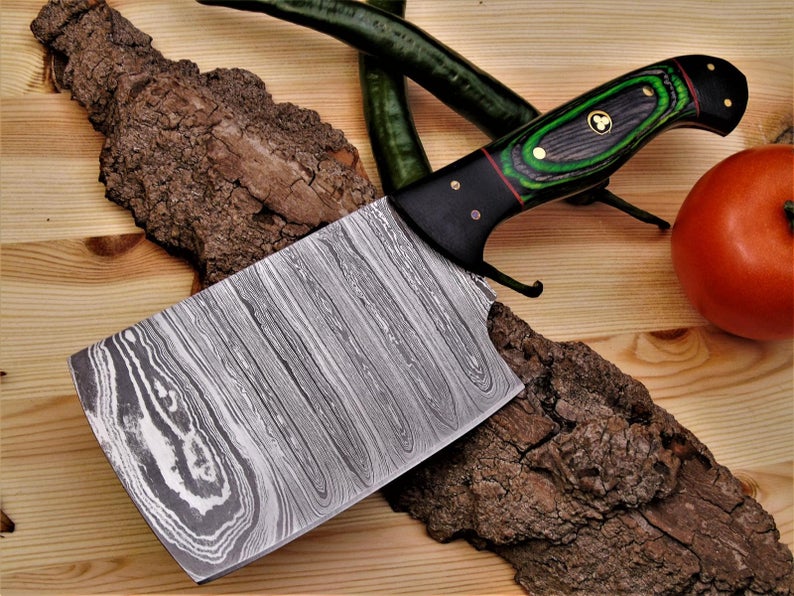 SHORT BLADE DAMASCUS CLEAVER KNIFE