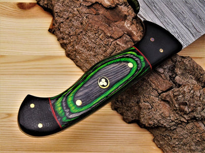 SHORT BLADE DAMASCUS CLEAVER KNIFE
