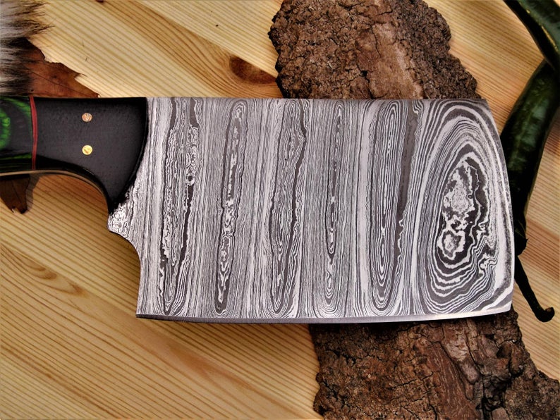 SHORT BLADE DAMASCUS CLEAVER KNIFE