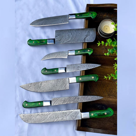 DAMASCUS KITCHEN KNIVES SET