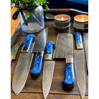 DAMASCUS KITCHEN KNIVES SET