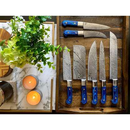 DAMASCUS KITCHEN KNIVES SET