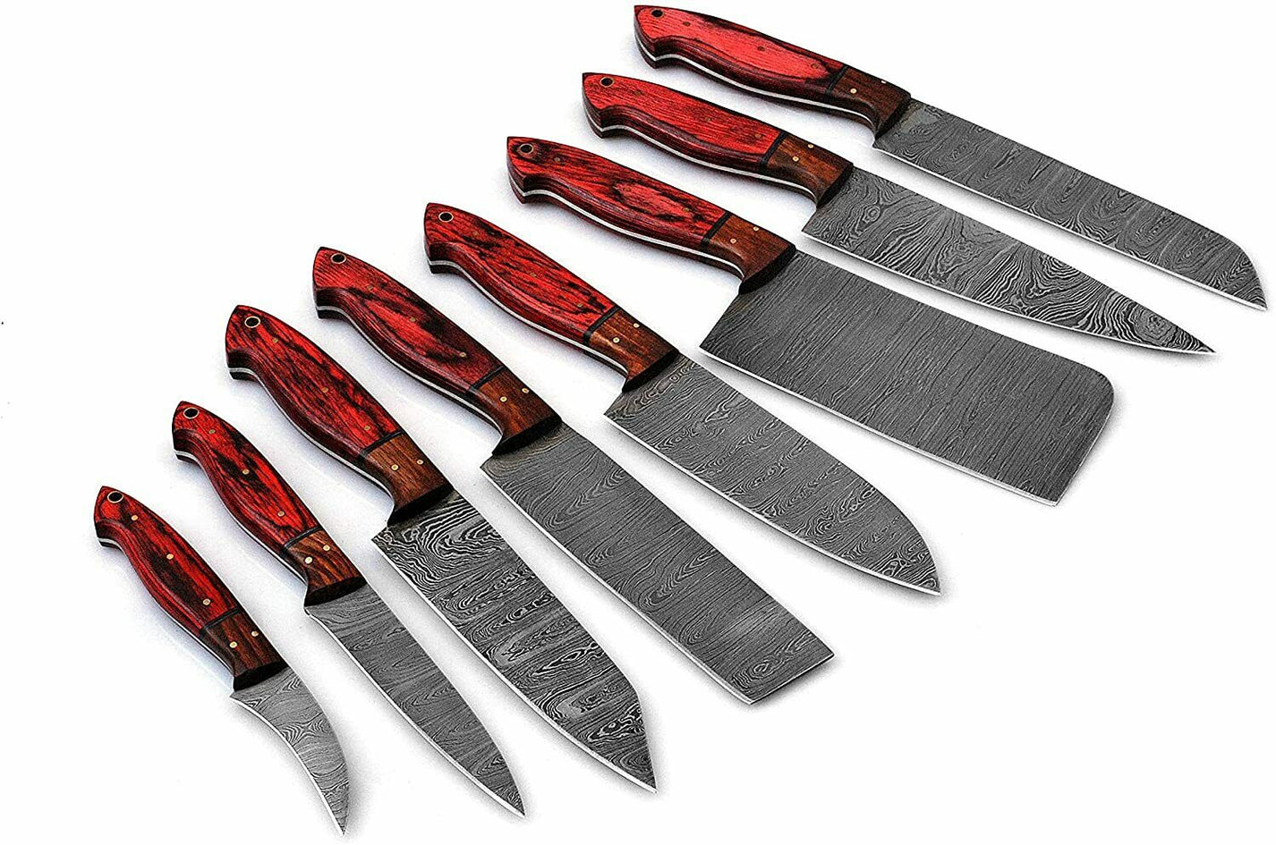 Custom Handmade Damascus Kitchen Knives Set Exquisite Twisted Patter